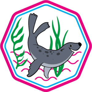 Stars Swimming School Progress Chart - Level 7 Badge - Sammy the Seal@4xwhite